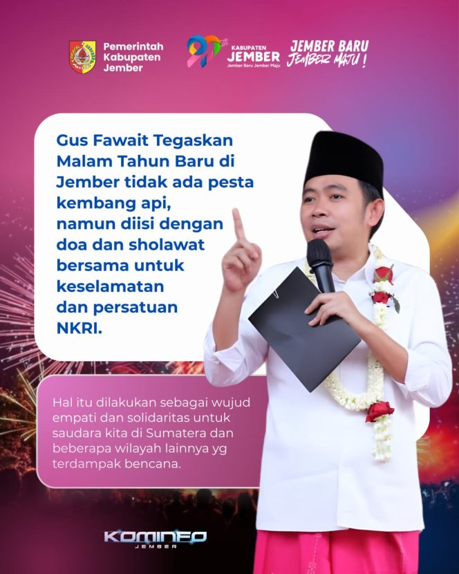 
 Pemkab Jember Tiadakan Pesta Kembang Api, Malam Tahun Baru Diisi Doa dan Sholawat Bersama