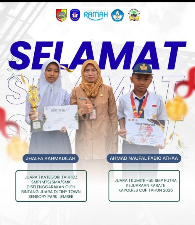 
 Dua Siswa-siswi SMPN 7 Jember Torehkan Prestasi Gemilang di Bidang Akademik dan Nonakademik