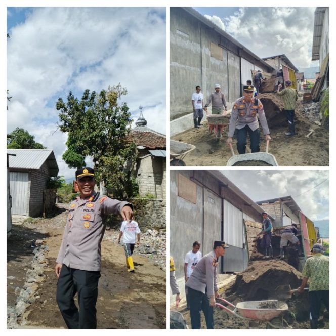 
 AKP Nisin Bersama Warga Perbaiki Jalanan Rusak di Sempol Ijen