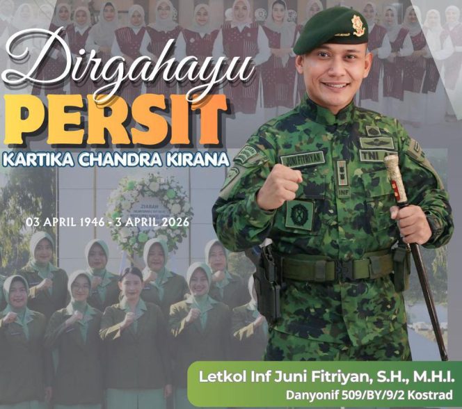 
 Letkol Inf Juni Fitriyan Beserta Ketua Persit Berikan Ucapan Selamat HUT Persit Ke -80