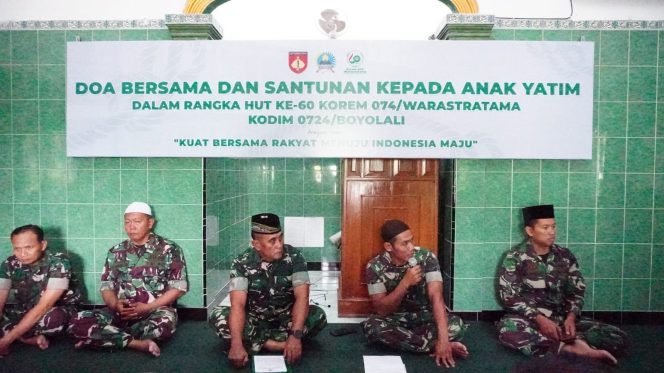 
 Hangatnya Doa dan Kepedulian: Kodim Boyolali Rayakan HUT Korem 074/Wrt Ke 60 dengan Santunan Anak Yatim
