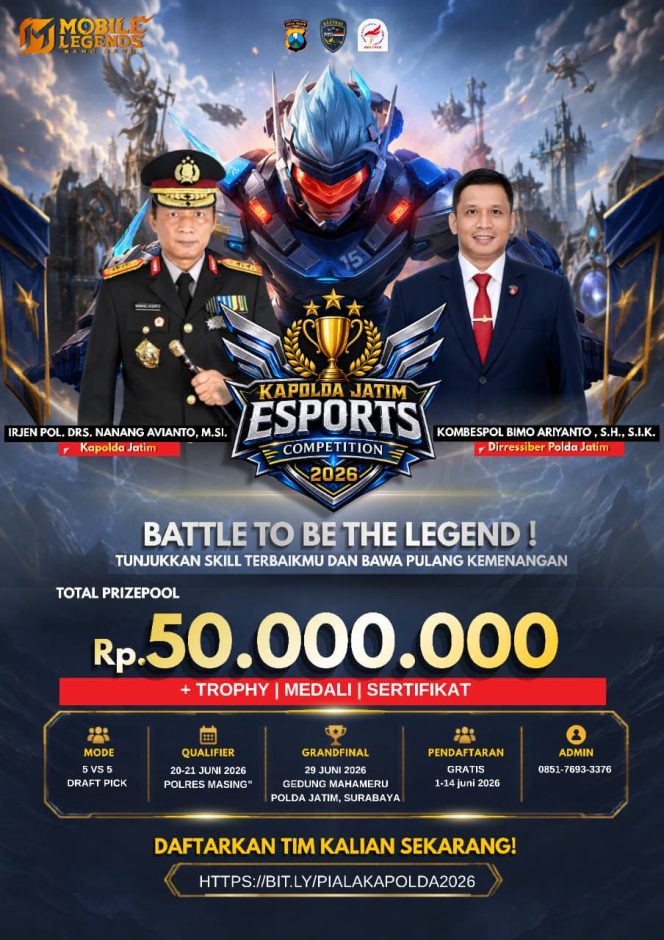 
 Sambut Hari Bhayangkara ke – 80 Polda Jatim Gelar Turnamen Esport untuk Umum