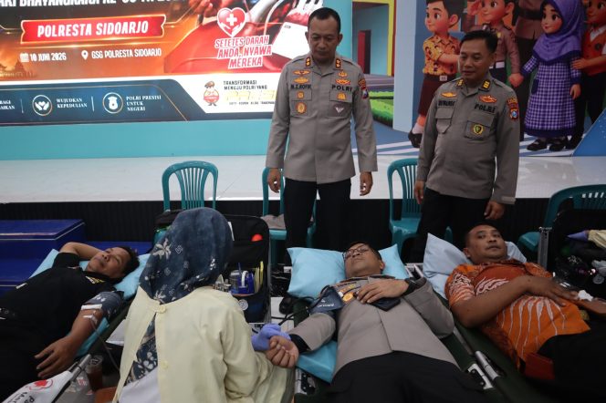 
 Jelang Hari Bhayangkara ke-80, Polresta Sidoarjo Gelar Donor Darah