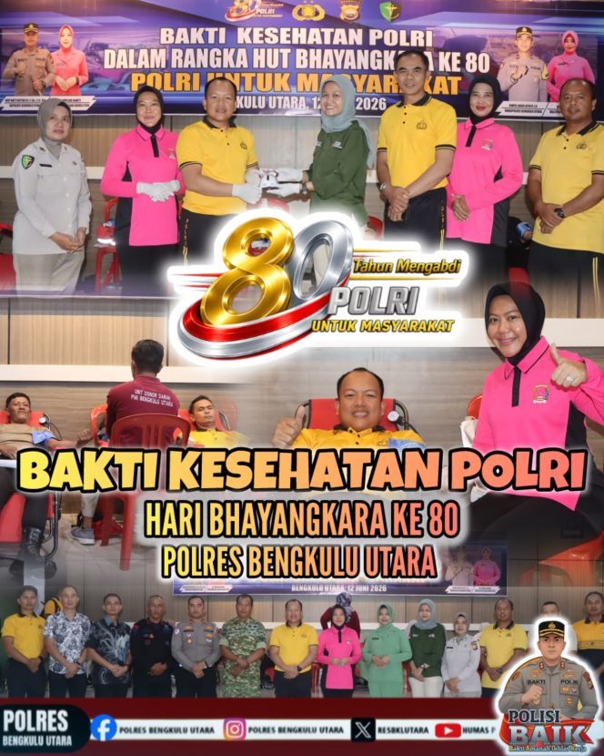 
 Polres Bengkulu Utara Gelar Bakti Kesehatan Hari Bhayangkara ke-80, Polri untuk Masyarakat