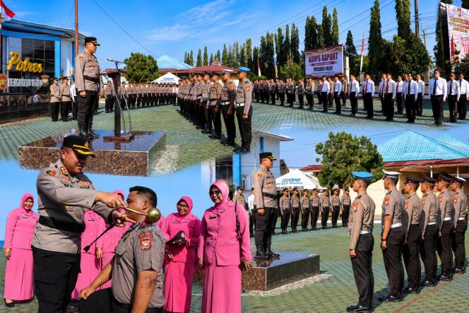 
 Kapolres Bengkulu Utara Pimpin Upacara Kenaikan Pangkat, Tekankan Profesionalisme dan Integritas
