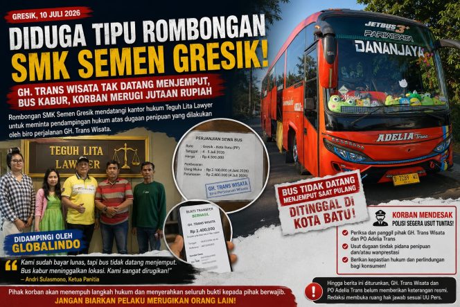 
 Panitia Wisata SMK Semen Gresik Tempuh Jalur Hukum Setelah Bus Jemputan Diduga Tak Datang
