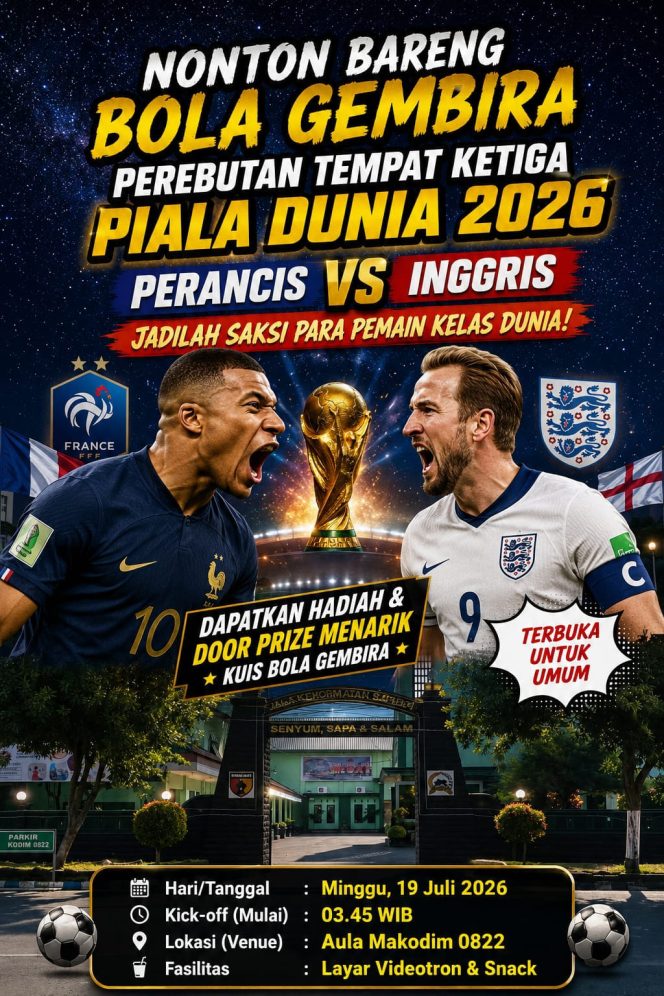 
 Kodim Bondowoso Gelar Nobar Piala Dunia Gratis Penuh Hadiah Kejutan