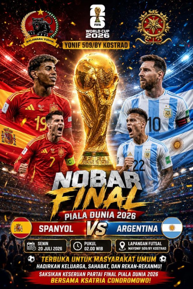 
 Yuk Nobar Piala Dunia di Yonif 509/BY Kostrad Nikmati Keseruannya